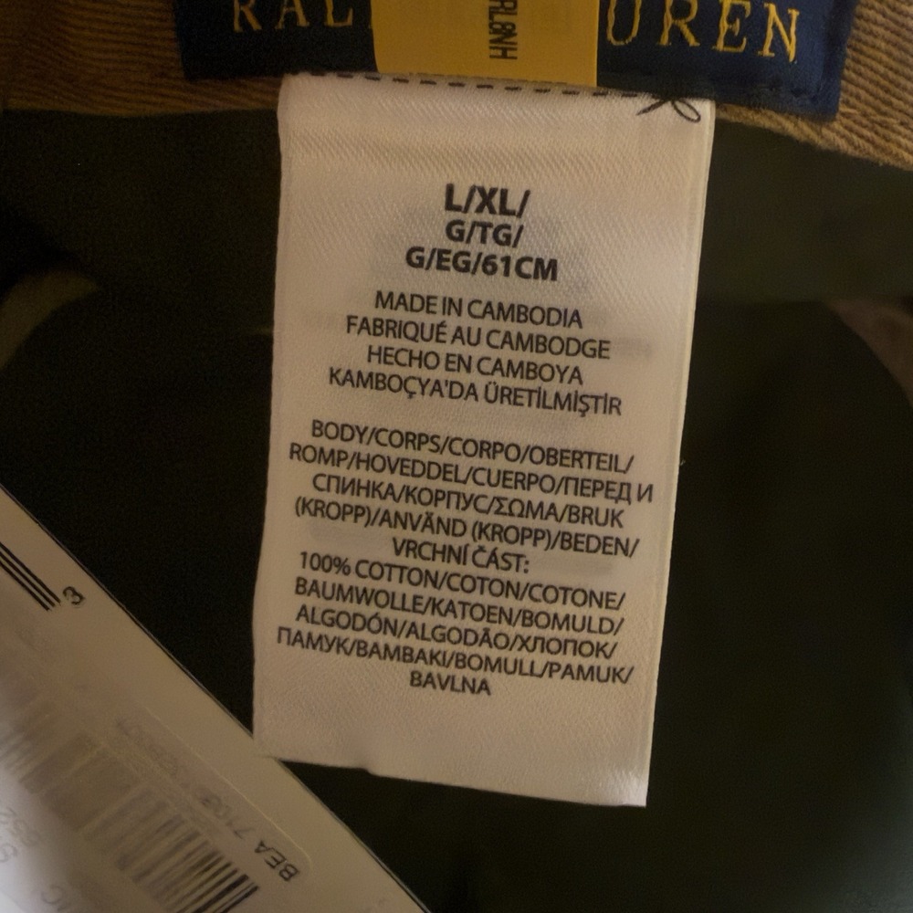 New Polo Ralph Lauren Bear Bucket Hat Size L/XL Olive Green Twill Embroidered - Picture 7 of 8